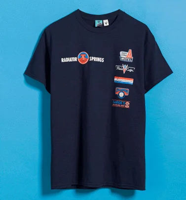Disney Pixar Cars Radiator Springs Navy T-Shirt With Back Print