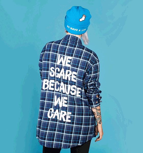 Disney Pixar Monsters Inc We Scare Because We Care Flannel Shirt from Cakeworthy