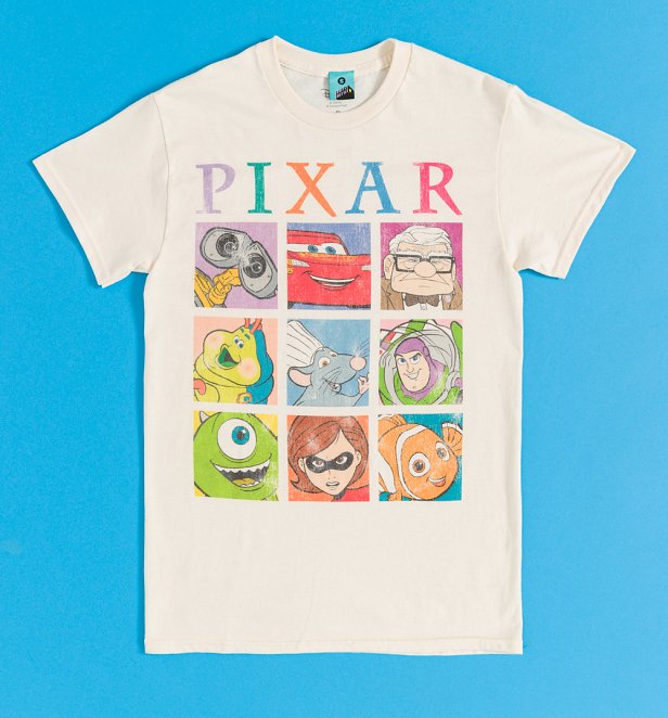 Disney Pixar Retro Grid Natural T-Shirt