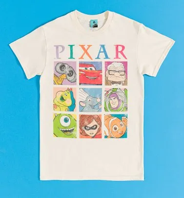 Disney Pixar Retro Grid Natural T-Shirt