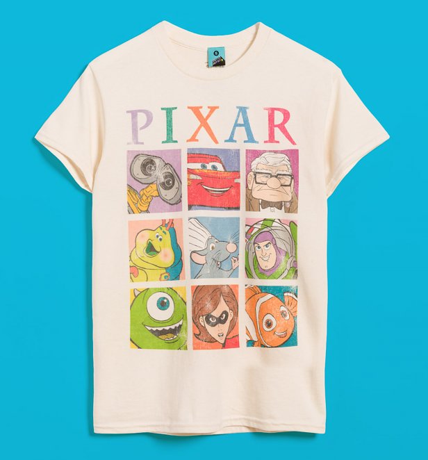 Disney Pixar Retro Grid Natural T-Shirt Disney Pixar Retro Grid Natural T-Shirt