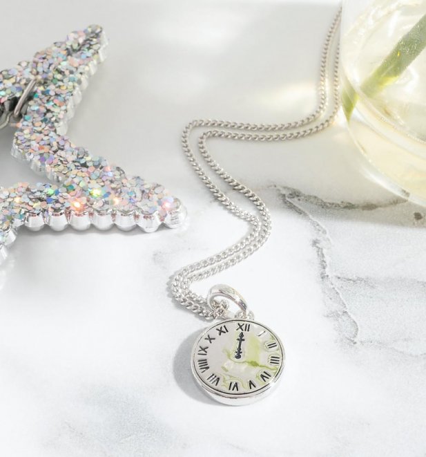 Disney Princess Cinderella Midnight Dreaming Reversible Medallion White Gold Plated Necklace Disney Princess Cinderella Midnight Dreaming Reversible Medallion White Gold Plated Necklace