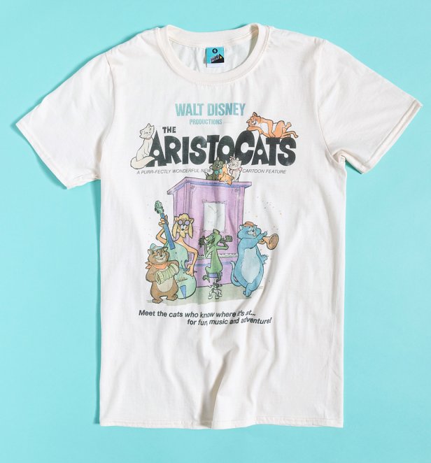 Disney The Aristocats Vintage Movie Poster Ecru T-Shirt