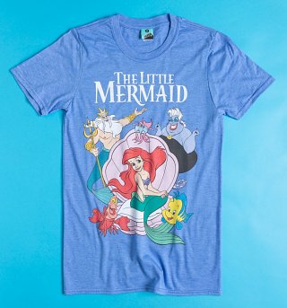 Disney The Little Mermaid Group Shot Blue Marl T-Shirt Disney The Little Mermaid Group Shot Blue Marl T-Shirt