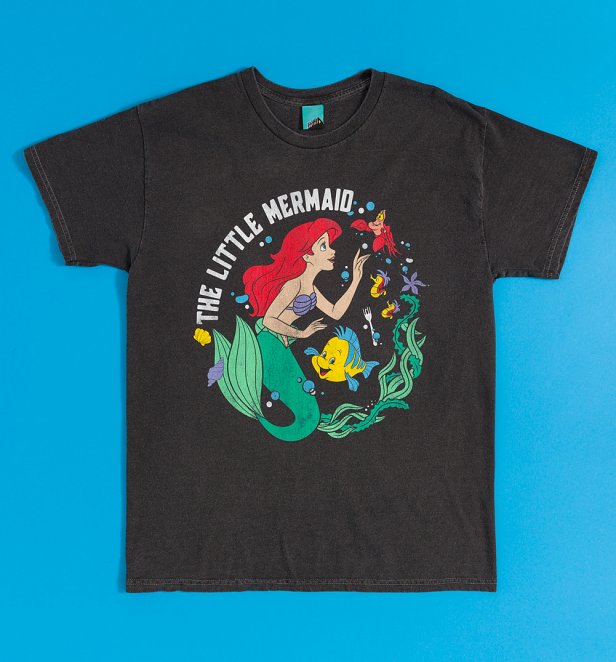 Disney The Little Mermaid Under The Sea Vintage Wash Charcoal T-Shirt