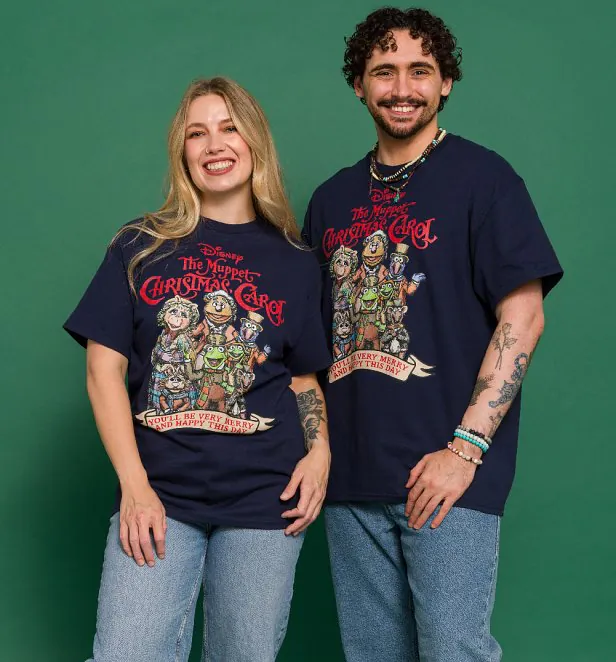 Disney The Muppets Christmas Carol Illustrated Navy T-Shirt