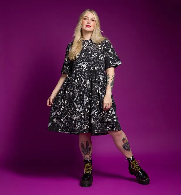 Disney The Nightmare Before Christmas All Over Print Smock Dress