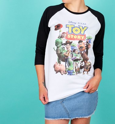 Disney Toy Story Gang White And Black Baseball Shirt Disney Toy Story Gang White And Black Baseball Shirt