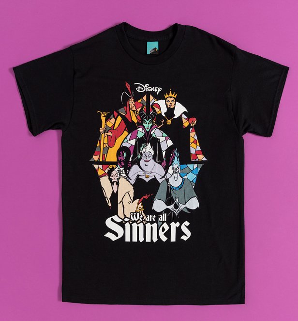 Disney Villains We Are All Sinners Black T-Shirt