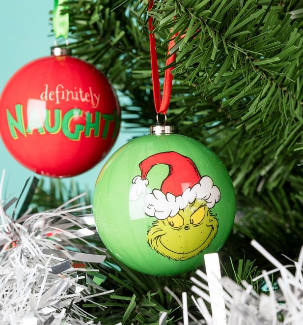 Dr Seuss The Grinch Set of 2 Naughty and Good Baubles