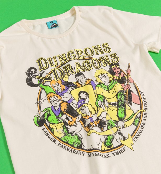 Dungeons And Dragons Cartoon Group Natural T Shirt