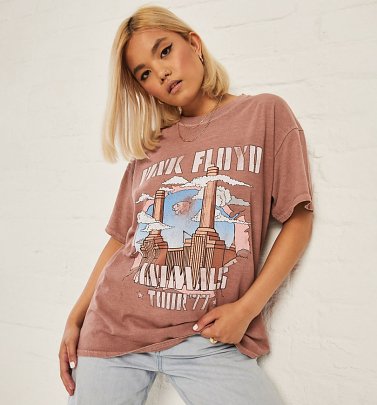 Dusty Rose Pink Floyd Animals Oversized Tour T-Shirt from Daisy Street