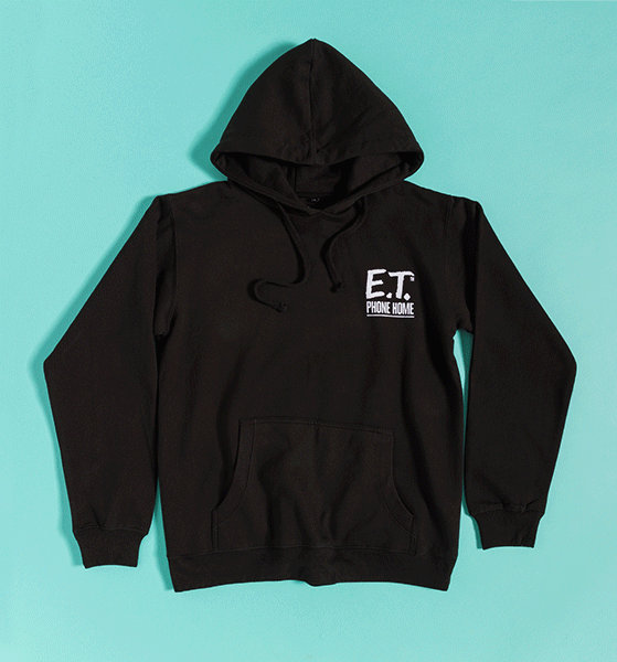 E.T Characters Black Hoodie with Back Print