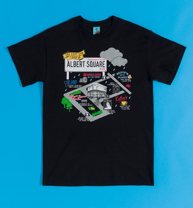 Eastenders Inspired Albert Square Map Black T-Shirt