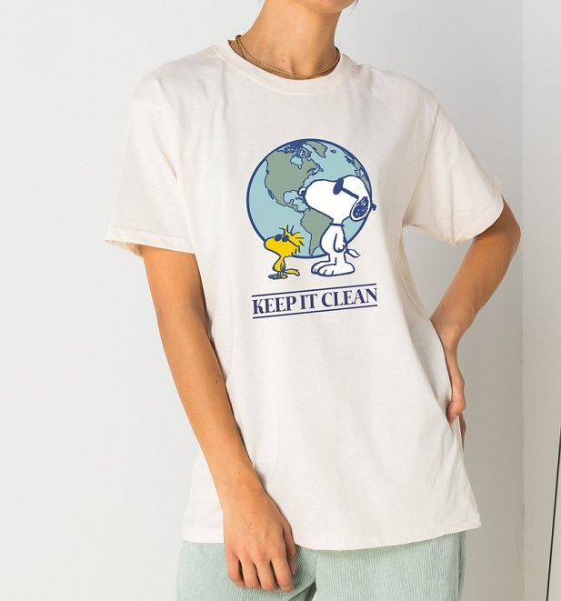 Ecru Snoopy Keep It Clean Oversized T-Shirt
