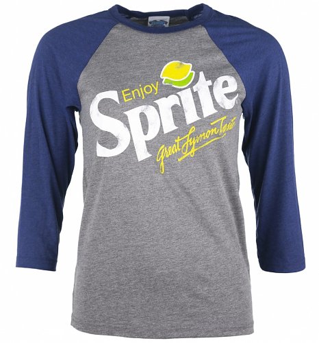 Enjoy Sprite Grey And Navy Raglan Baseball T-Shirt Enjoy Sprite Grey And Navy Raglan Baseball T-Shirt