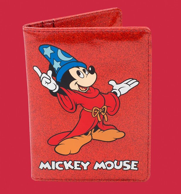 Fantasia Sorcerer Mickey Red Glitter Passport Holder from Cakeworthy Fantasia Sorcerer Mickey Red Glitter Passport Holder from Cakeworthy