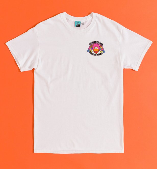 Fraggle Rock Dance Your Cares Away Chest Print White T-Shirt Fraggle Rock Dance Your Cares Away Chest Print White T-Shirt
