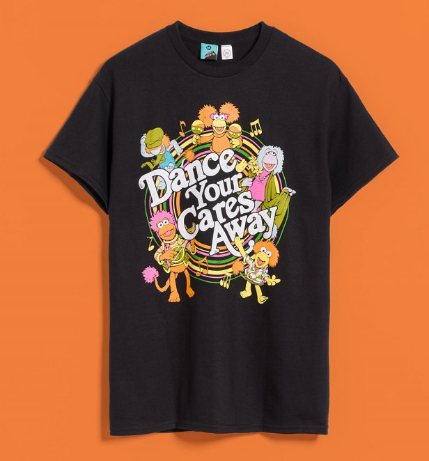 Fraggle Rock Dance Your Cares Away Swirl Black T-Shirt Fraggle Rock Dance Your Cares Away Swirl Black T-Shirt