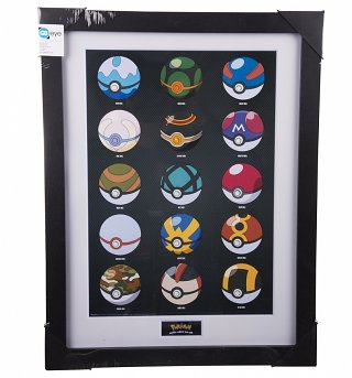 Framed Pokemon Pokeballs 30 x 40cm Collectors Art Print Framed Pokemon Pokeballs 30 x 40cm Collectors Art Print