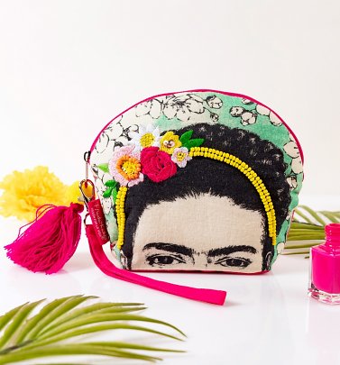 Frida Kahlo Beaded Make Up Bag With Tassel from House of Disaster Frida Kahlo Beaded Make Up Bag With Tassel from House of Disaster