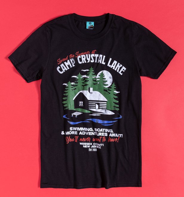 Friday The 13th Inspired Camp Crystal Lake Black T-Shirt