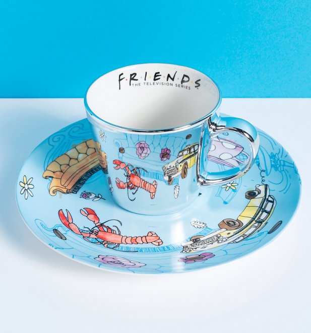 Friends Pattern Mirror Mug and Plate Set
