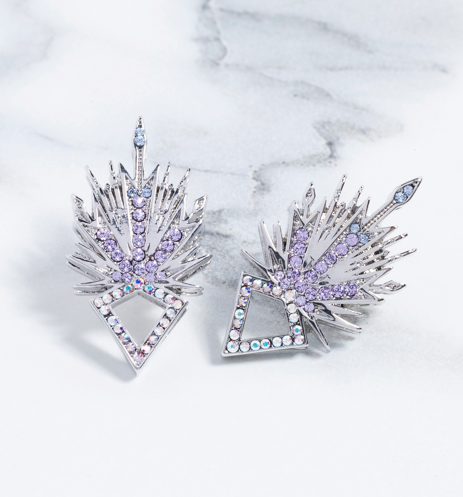 White Gold Plated Frozen 2 Swarovski Crystal Elsa Stud Earrings
