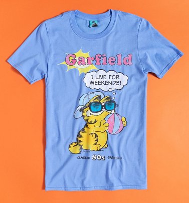 Garfield I Live For Weekends Blue T-Shirt Garfield I Live For Weekends Blue T-Shirt
