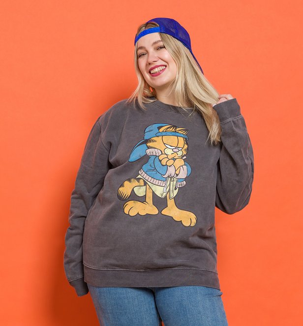 Garfield Nineties Vintage Wash Charcoal Sweater