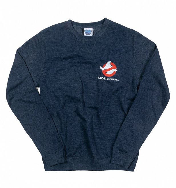 Ghostbusters Who Ya Gonna Call Back Print Heather Navy Sweater Ghostbusters Who Ya Gonna Call Back Print Heather Navy Sweater