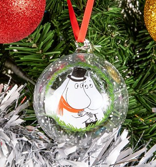 Glass Pappa and Mamma Christmas Wreath Moomin Bauble 9cm