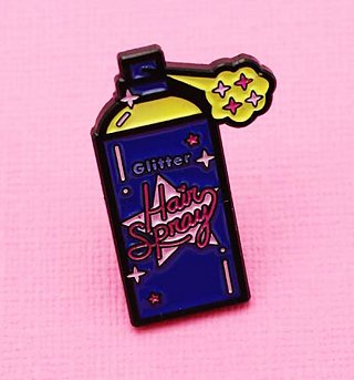 Glitter Hairspray Enamel Pin from Punky Pins Glitter Hairspray Enamel Pin from Punky Pins