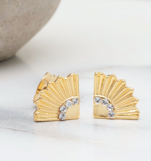Gold Plated Disney Mulan Fan Stud Earrings Gold Plated Disney Mulan Fan Stud Earrings