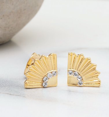 Gold Plated Disney Mulan Fan Stud Earrings Gold Plated Disney Mulan Fan Stud Earrings