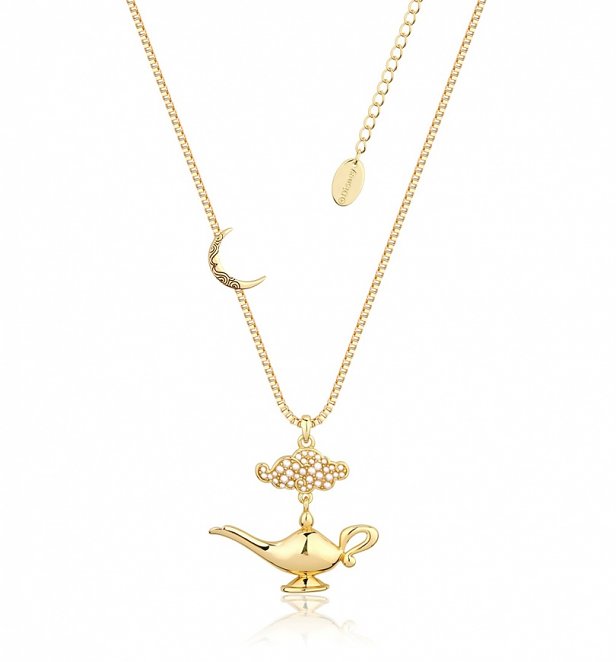 Gold Plated Swarovski Pearl Aladdin Genie Lamp Necklace from Disney by Couture Kingdom