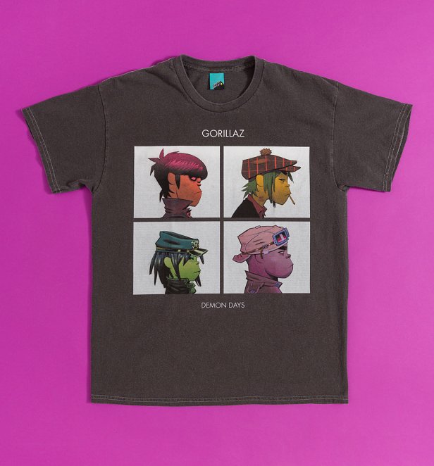 Gorillaz Demon Days Vintage Wash Charcoal T-Shirt Gorillaz Demon Days Vintage Wash Charcoal T-Shirt