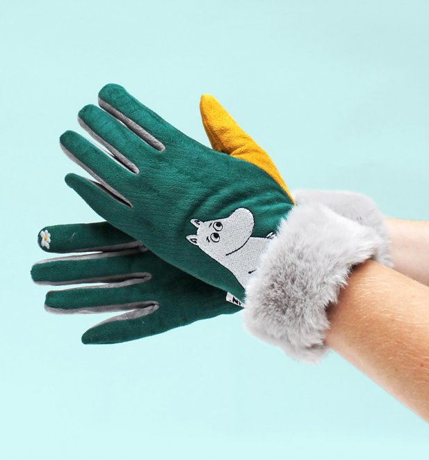Green Moomin Fluffy Gloves from House of Disaster