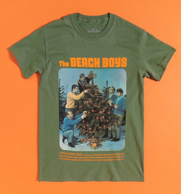Green The Beach Boys. Christmas Album T-Shirt with Back Print