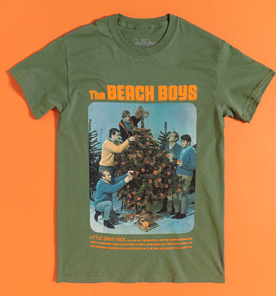 Green The Beach Boys. Christmas Album T-Shirt with Back Print