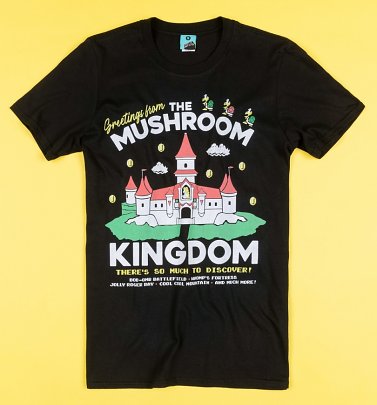Greetings From The Mushroom Kingdom Black T-Shirt Greetings From The Mushroom Kingdom Black T-Shirt