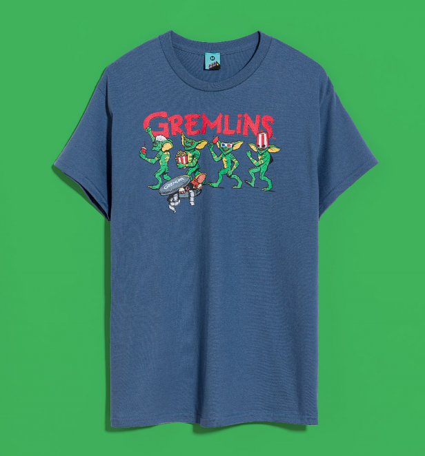 Gremlins Cinema Line Up Indigo Blue T-Shirt Gremlins Cinema Line Up Indigo Blue T-Shirt