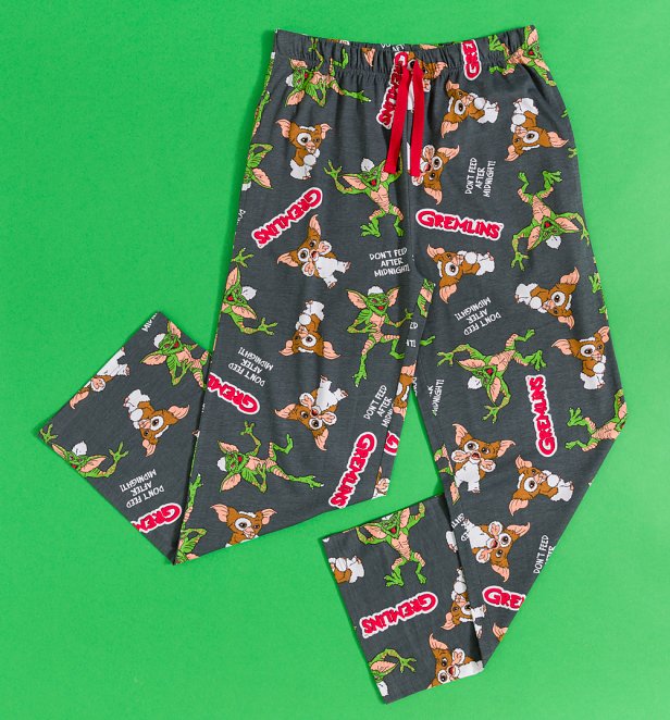 Gremlins Gizmo And Stripe Charcoal Lounge Pants