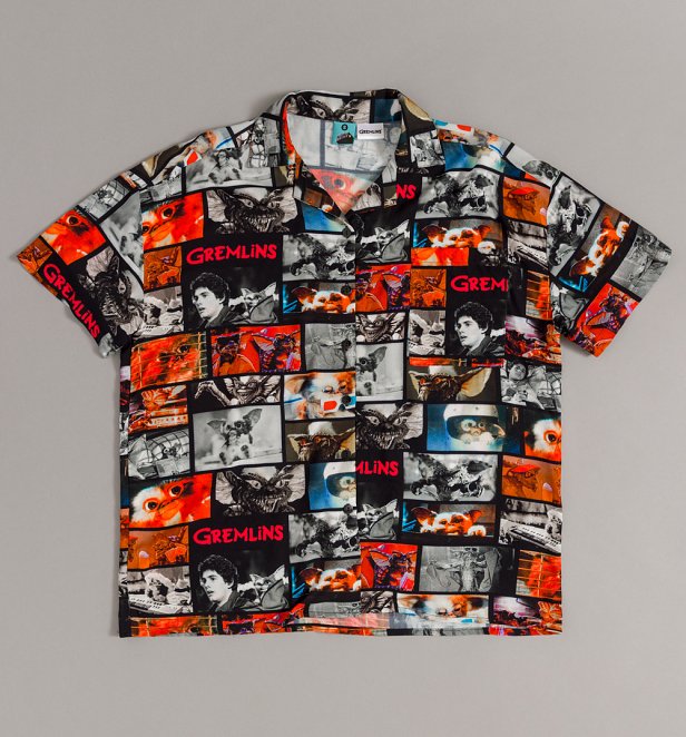 Gremlins Movie Reel Button Up Shirt Gremlins Movie Reel Button Up Shirt