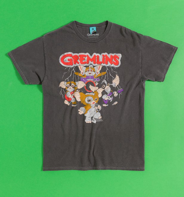 Gremlins Rock Band Vintage Wash Charcoal T-Shirt Gremlins Rock Band Vintage Wash Charcoal T-Shirt