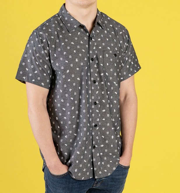 Grey Harry Potter Woven Short Sleeve Shirt Grey Harry Potter Woven Short Sleeve Shirt