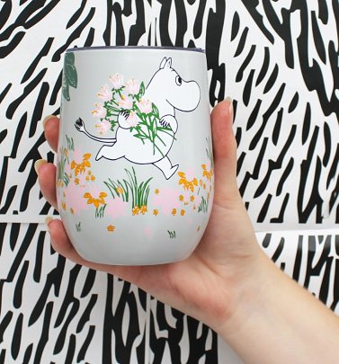 Grey Moomin Floral Travel Cup from House Of Disaster