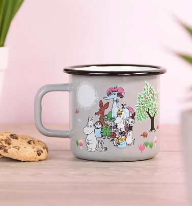 Grey Moomins Garden Enamel Mug by Muurla Grey Moomins Garden Enamel Mug by Muurla