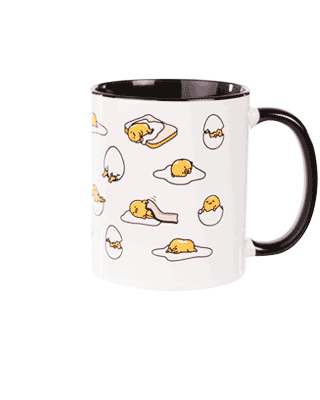 Gudetama Pattern Black Handle Mug Gudetama Pattern Black Handle Mug