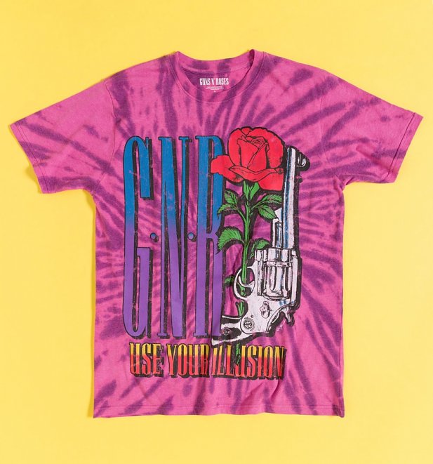 Guns N Roses Use Your Illusion Pink Tie Dye T-Shirt